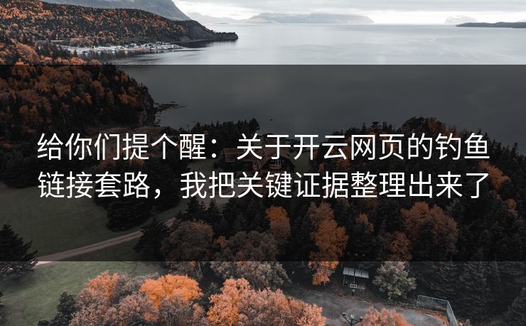 给你们提个醒：关于开云网页的钓鱼链接套路，我把关键证据整理出来了