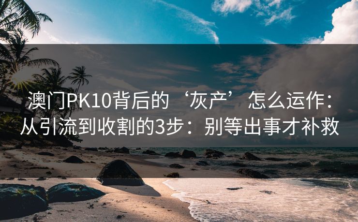 澳门PK10背后的‘灰产’怎么运作：从引流到收割的3步：别等出事才补救