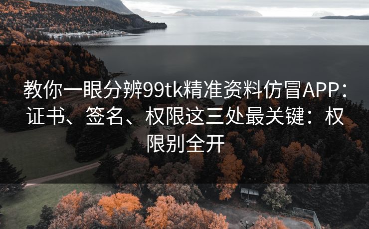 教你一眼分辨99tk精准资料仿冒APP：证书、签名、权限这三处最关键：权限别全开