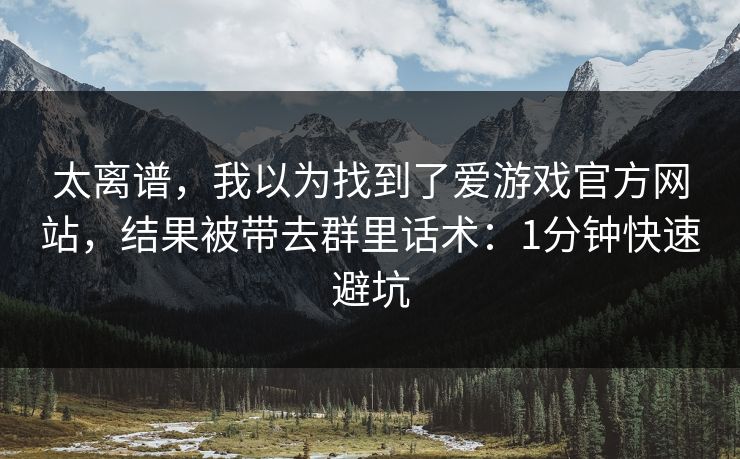 太离谱，我以为找到了爱游戏官方网站，结果被带去群里话术：1分钟快速避坑