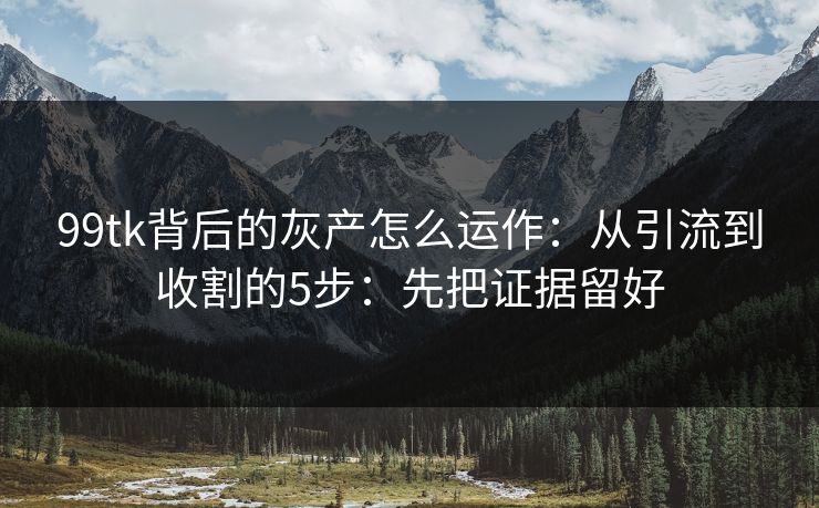 99tk背后的灰产怎么运作：从引流到收割的5步：先把证据留好