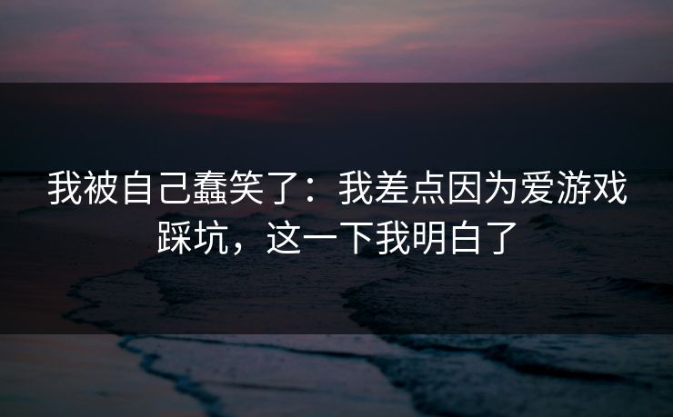 我被自己蠢笑了：我差点因为爱游戏踩坑，这一下我明白了